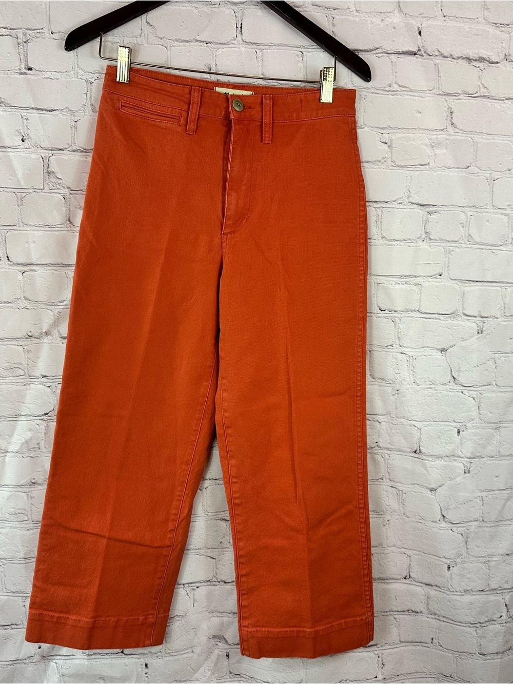 Madewell slim Emmett wide leg crop twill pants women 26 new copper orange casual